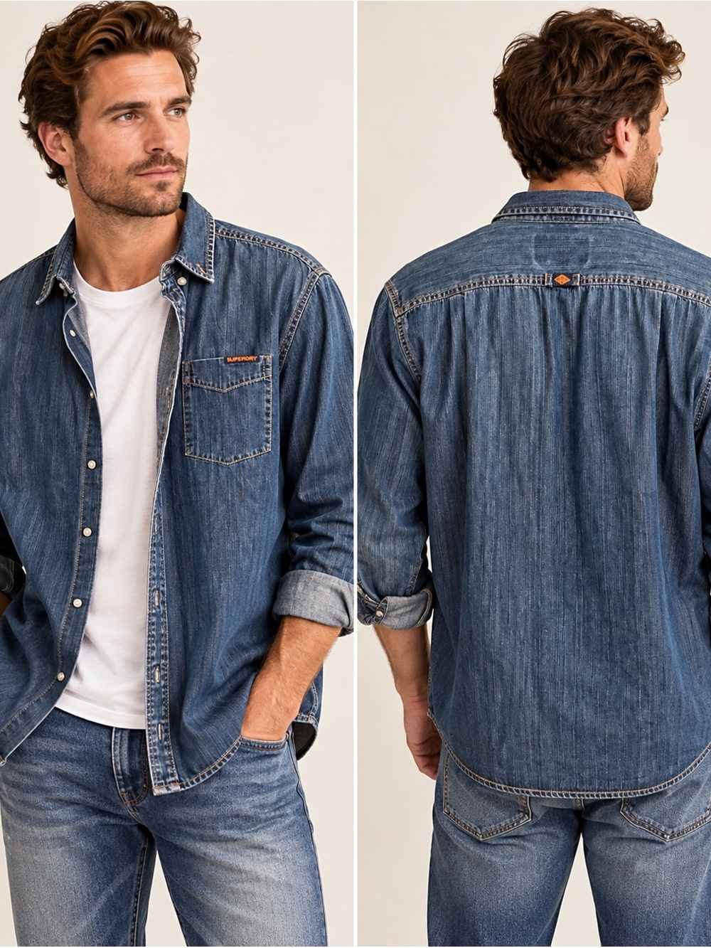 Vintage Superdry Denim Shirt XXL London Loom Button Front